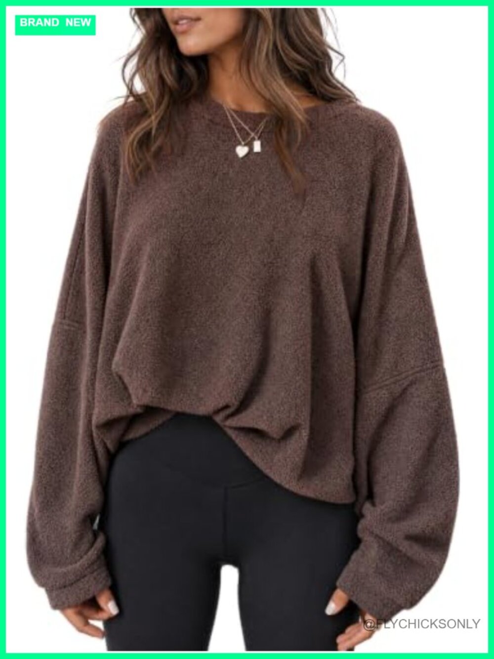 Fuzzy Fleece Oversized Sweatshirt Loose Crewneck Pullover Fall